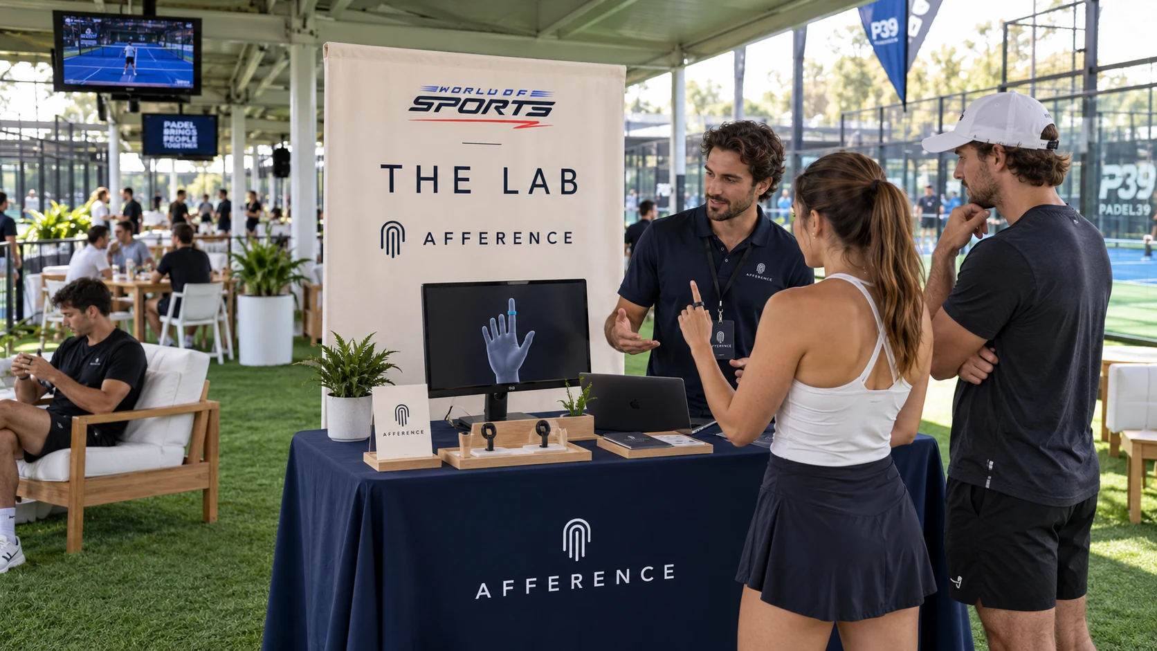Afference wearable demonstration mockup on the Padel39 terrace