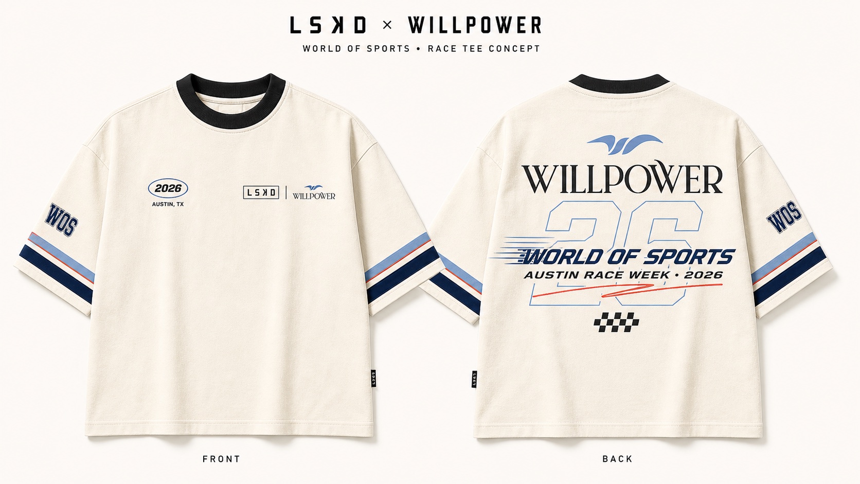 Concept preview of the LSKD and Willpower World of Sports race tee