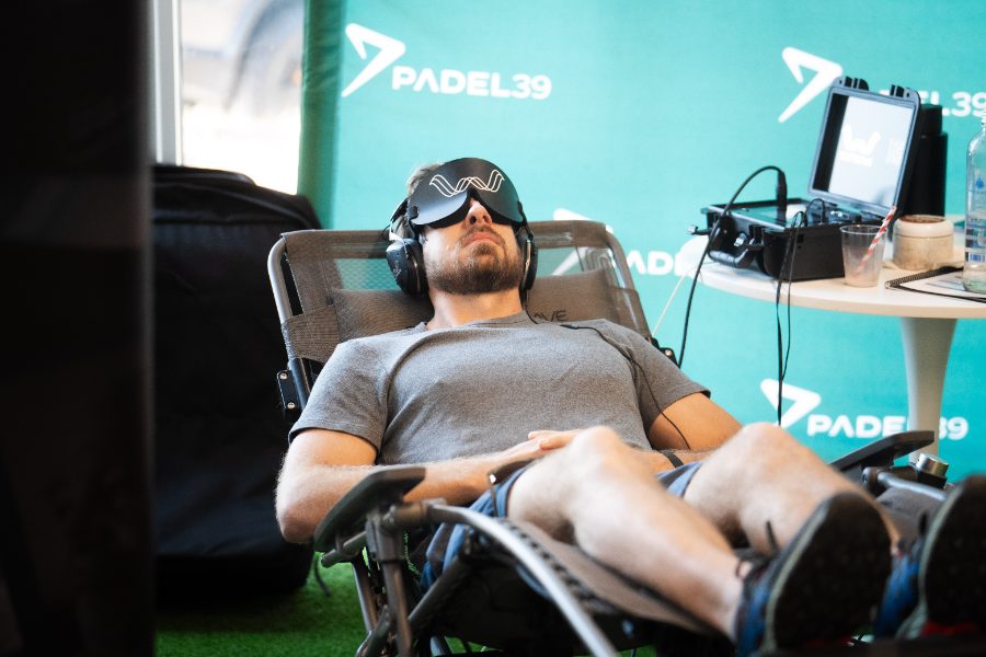 Guest trying a recovery experience at Padel39 during World of Sports